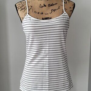 Ann Taylor Factory White & Black Striped Cami  Size Medium
